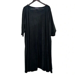 Roman's Velour Swing Drape Black Velvet Dress 3/4 Length Sleeves Sz 2X